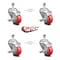 Service Caster 3.5 Inch Red Polyurethane Swivel 1/2 Inch Threaded Stem Caster Set with Brake SCC-TS20S3514-PPUB-RED-TLB-121315-4 - alternate 5